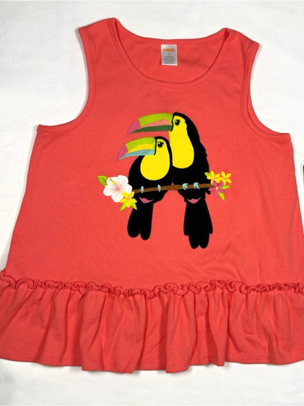 NWT Gymboree 12 embroidered toucan tank Kids Sleeveless summer Top ruffle hem